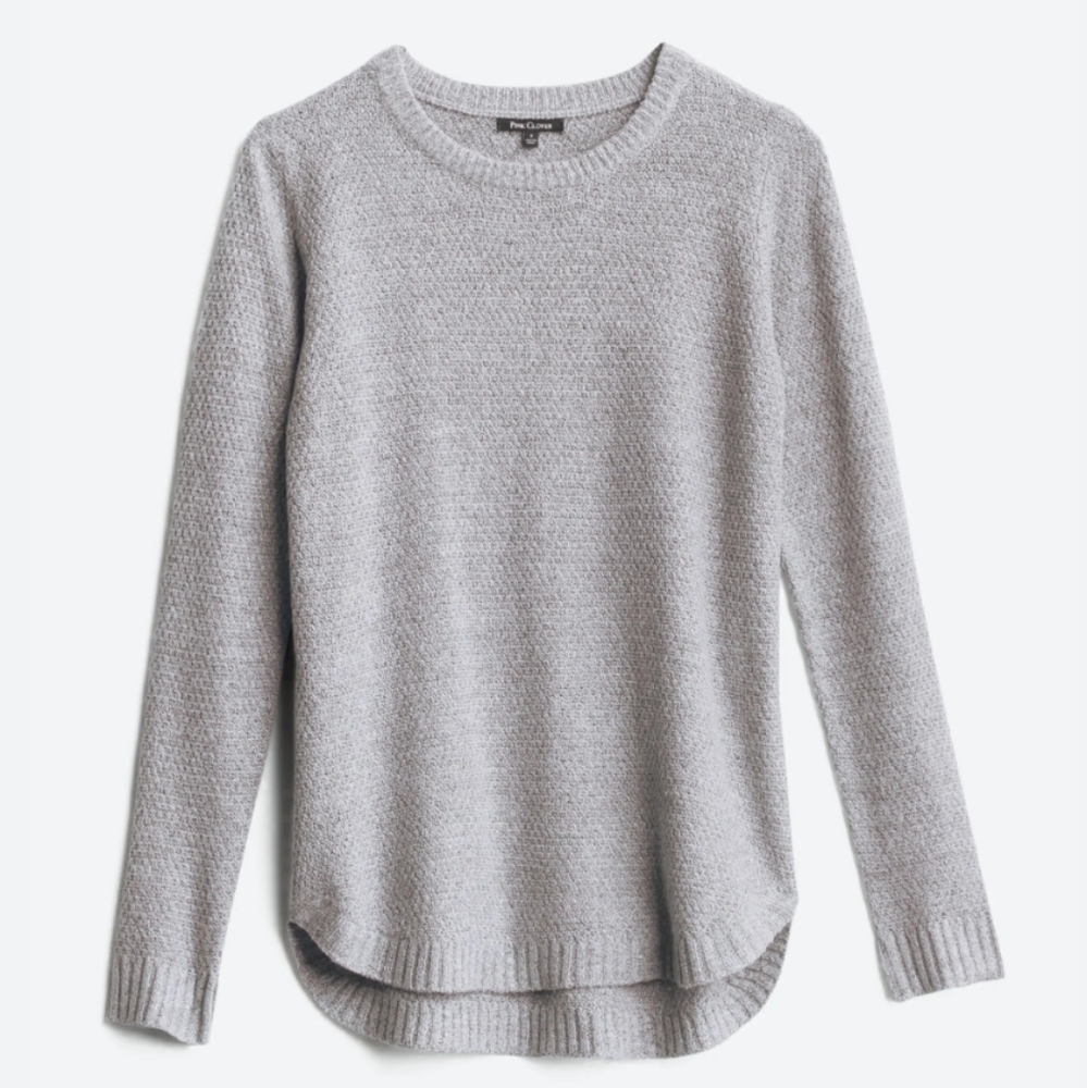 Pink Clover Nickole Cozy Comfy Textured Crew Neck Pullover Sweater in Gray NWT